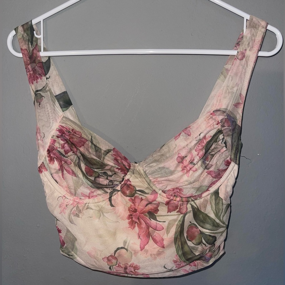 Windsor Floral Bustier Crop Top – Size S, Worn Once, Romantic & Chic